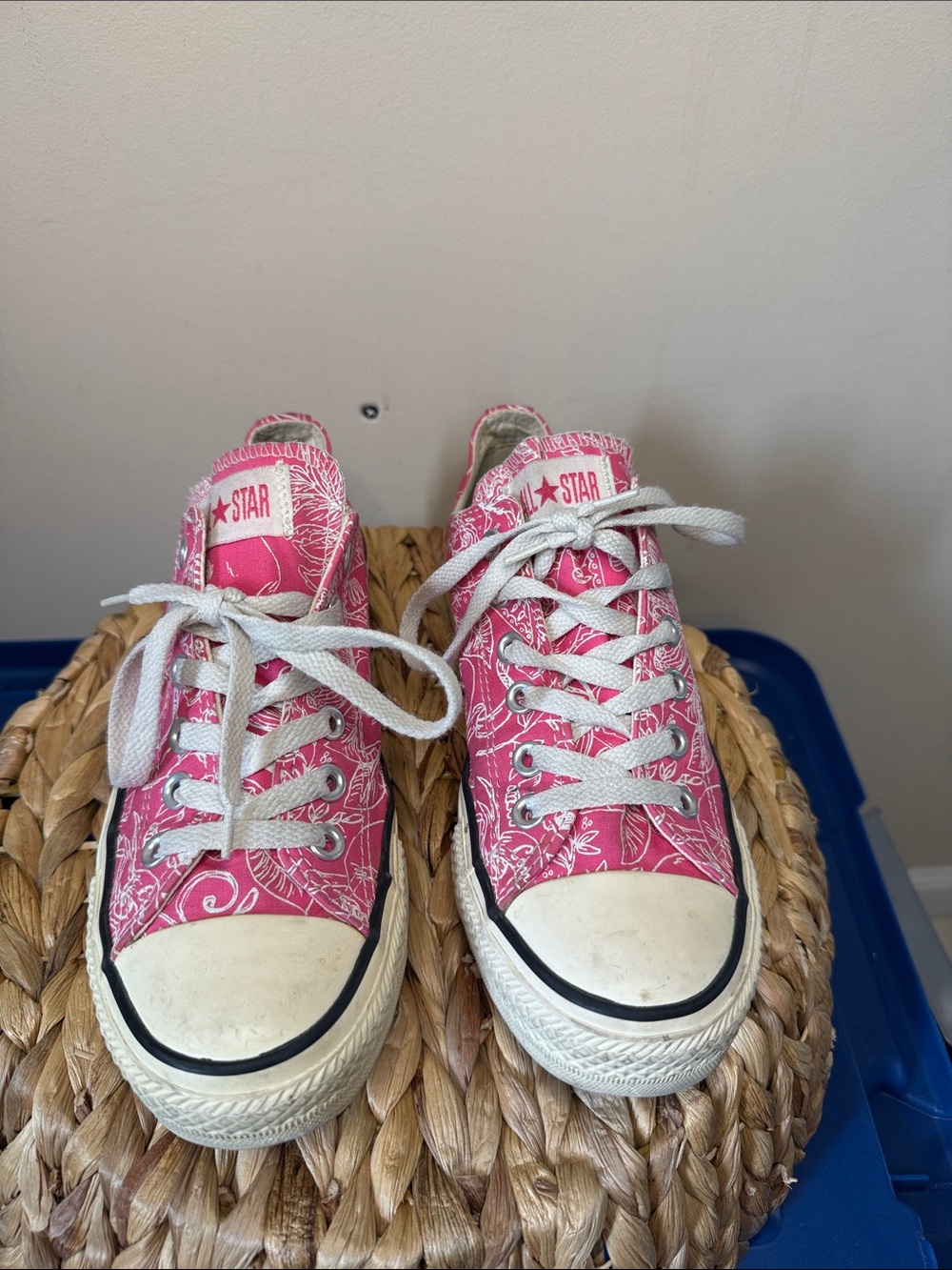 Converse Pink Floral Low-Top Sneakers